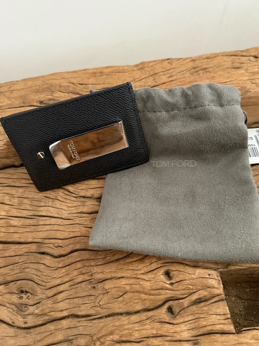 TOM FORD Black Leather Card Case with TF Logo